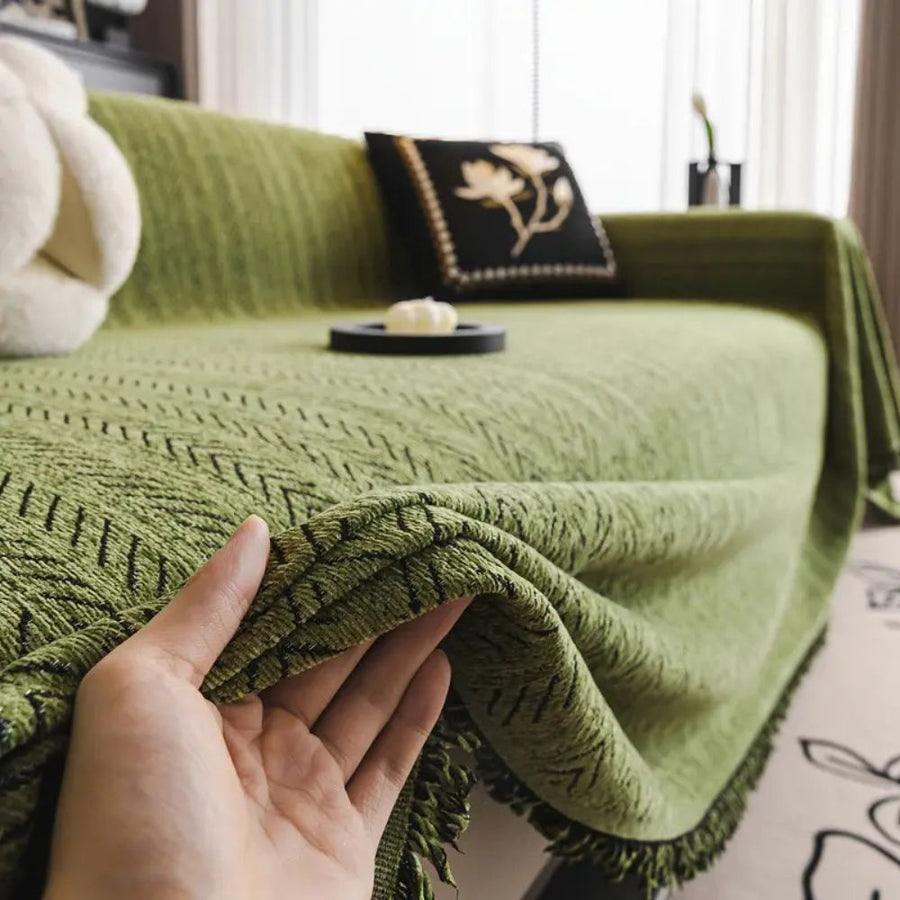Textured modern sofa cover in beige tone