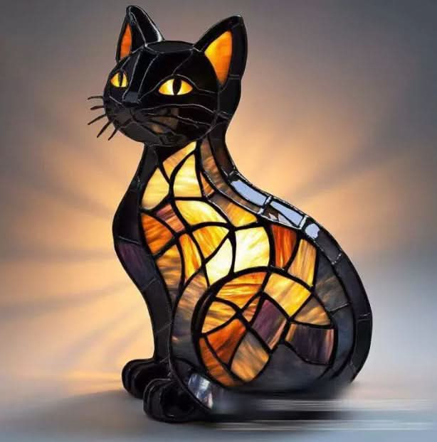 Close-up of a German Shepherd LED table lamp glowing warm white