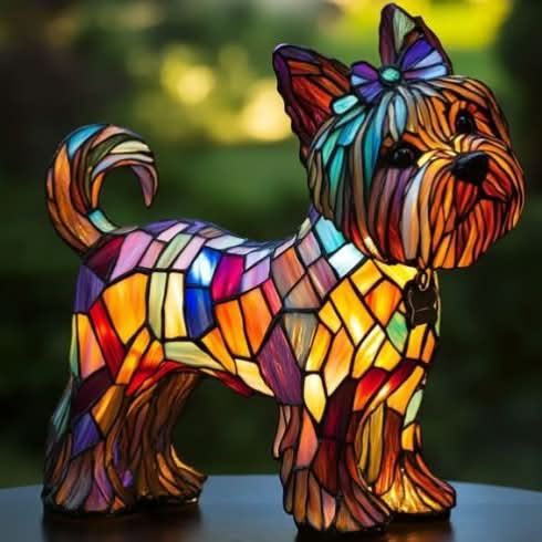 LED table lamp with Bulldog silhouette lit at night