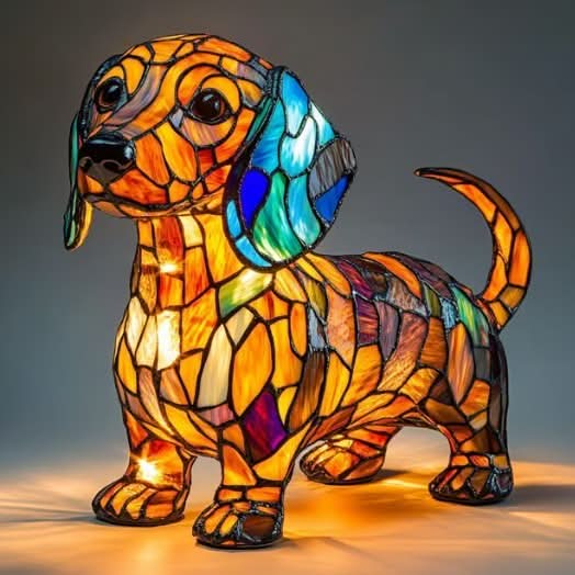 LED lamp with Golden Retriever shape on a shelf