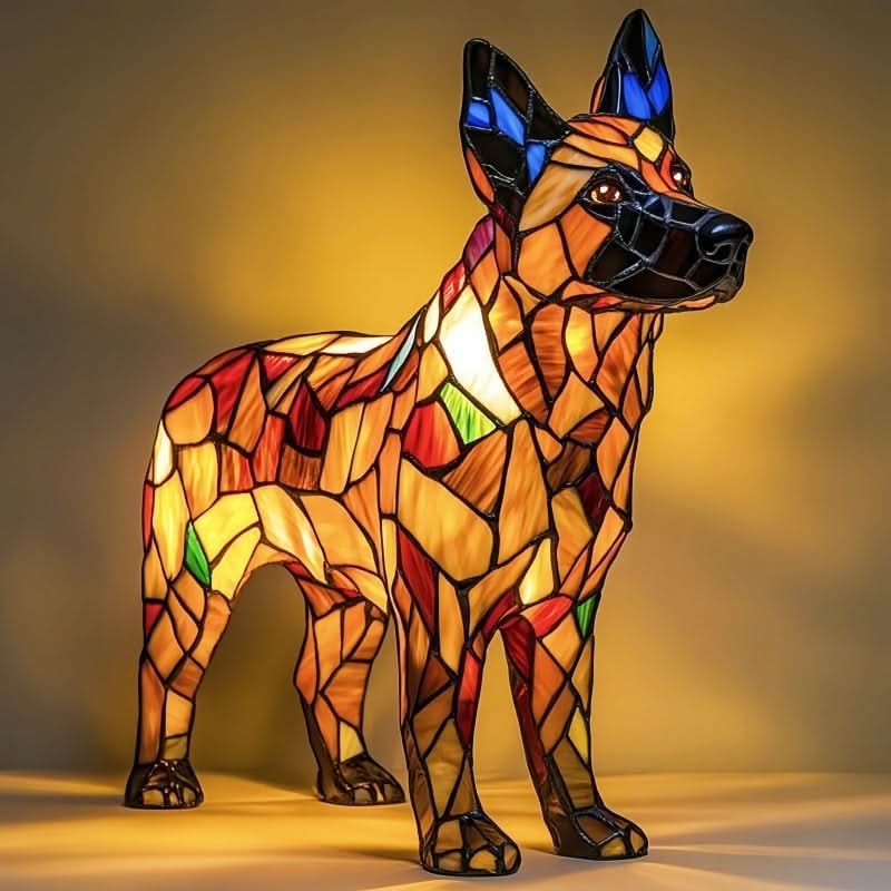 LED table lamp with Chihuahua design glowing softly