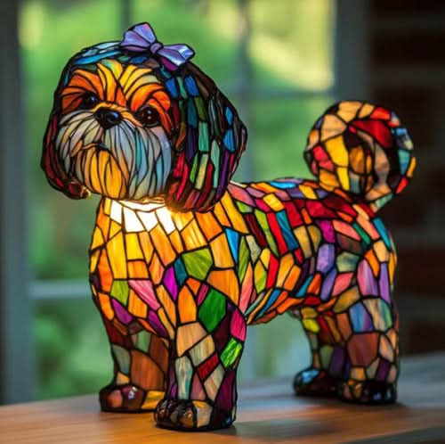 LED lamp with Basset Hound silhouette on a nightstand