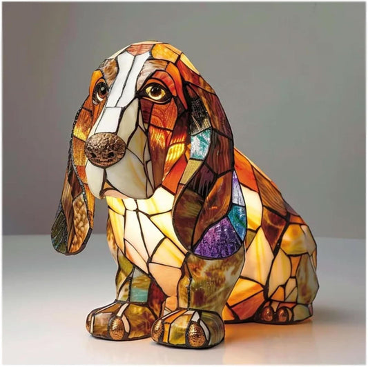 Minimalist LED table lamp shaped like a Basset Hound