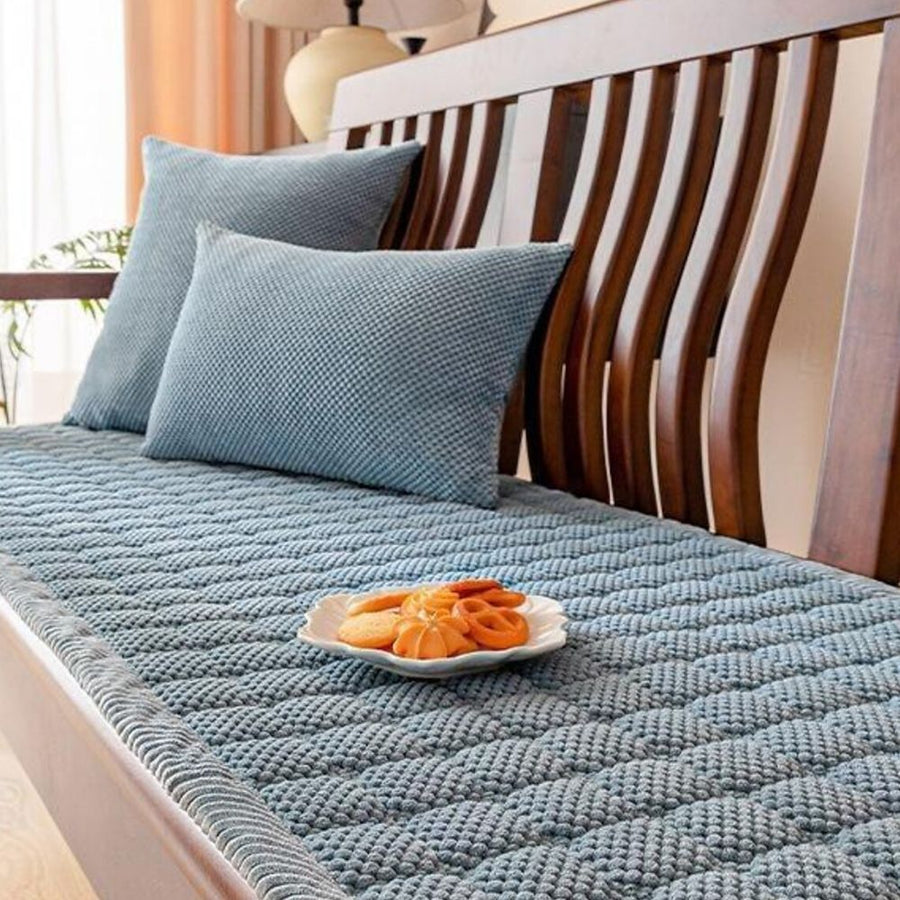 Close-up of the textured sofa cover fabric