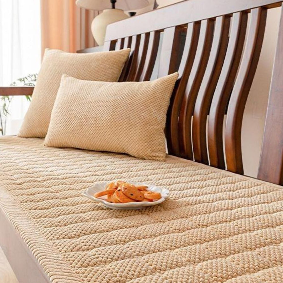 Detail shot of the textured sofa cover surface
