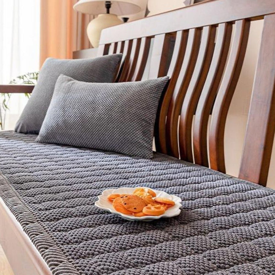 Textured sofa cover shown in a living room