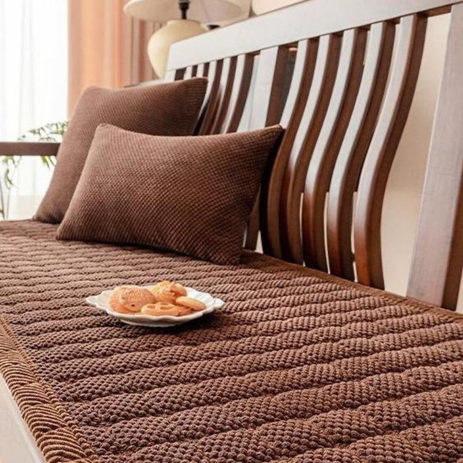 Textured sofa cover in a different color option