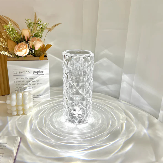 Crystalglow touch lamp glowing softly on a table