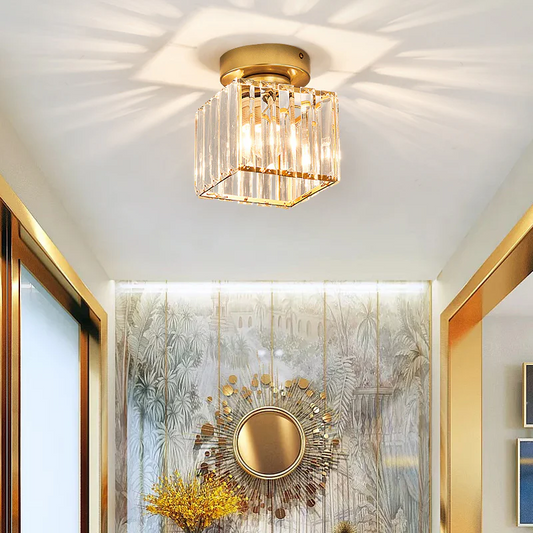 Modern ceiling light hanging in an entryway