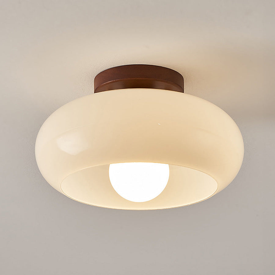 Close-up of the ceiling lamp's textured shade