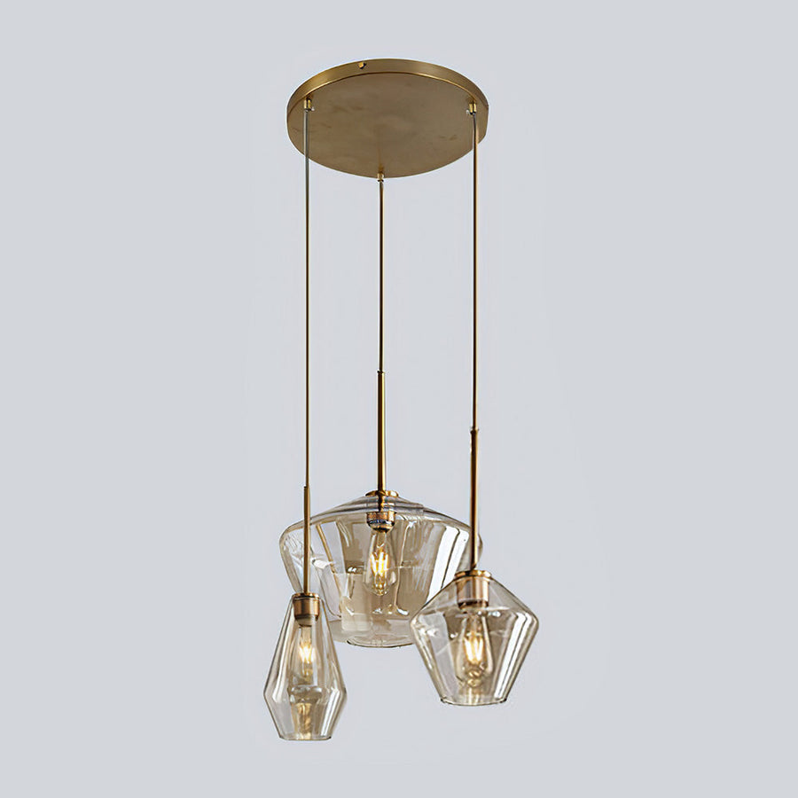Bottom view of the pendant light's open shade design