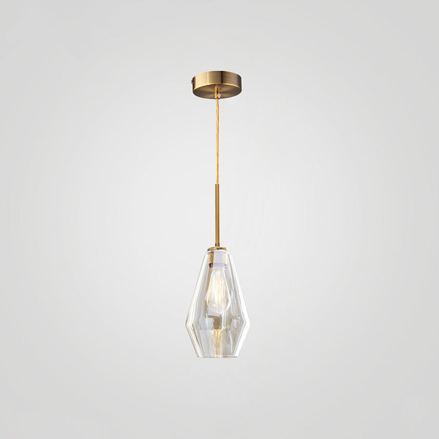 Pendant light in clear-gray finish shown up close