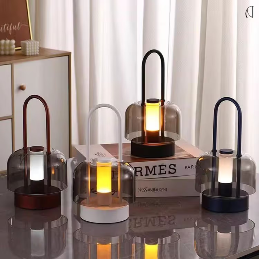 Bedside lamp set to a warm, low light