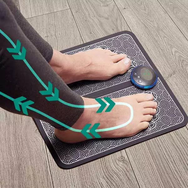 Close-up view of the EMS foot massage mat surface