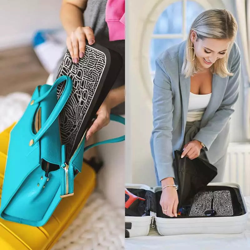 EMS foot massage mat folded for easy storage