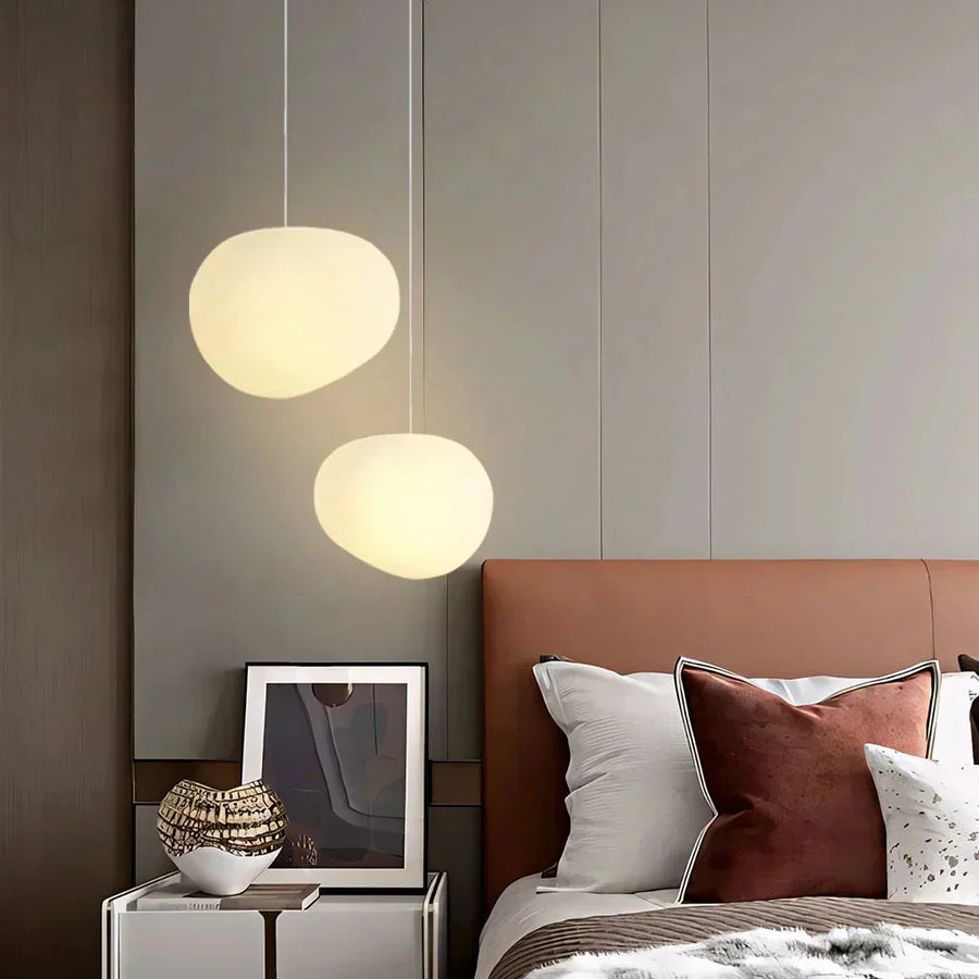 Modern white Pebble pendant light size comparison
