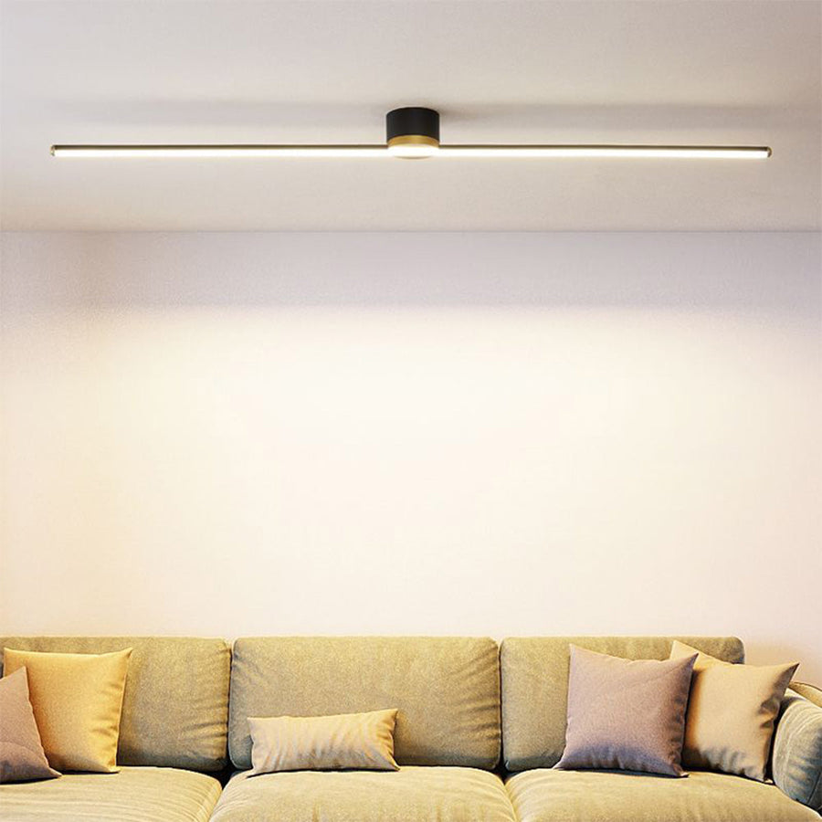 Close-up of the linear LED semi-flush ceiling light design