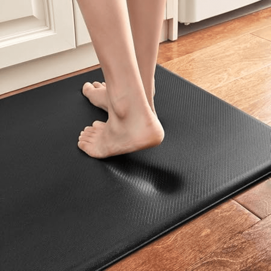 Close-up of the kitchen mat's soft, padded texture.