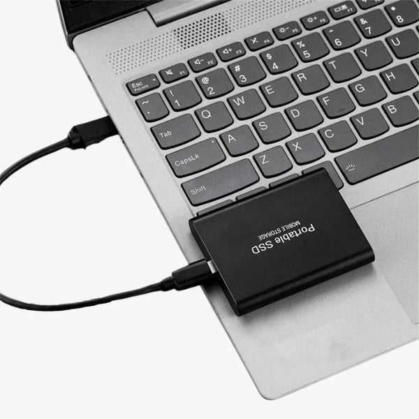 Portable pocket-sized external SSD drive front view