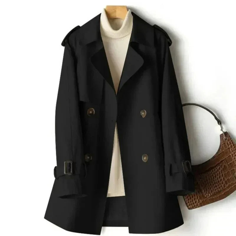 Back view of the double-breasted trench coat