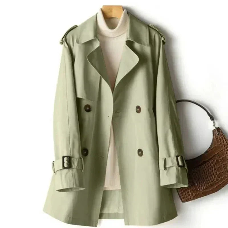Side view of the classic trench coat silhouette