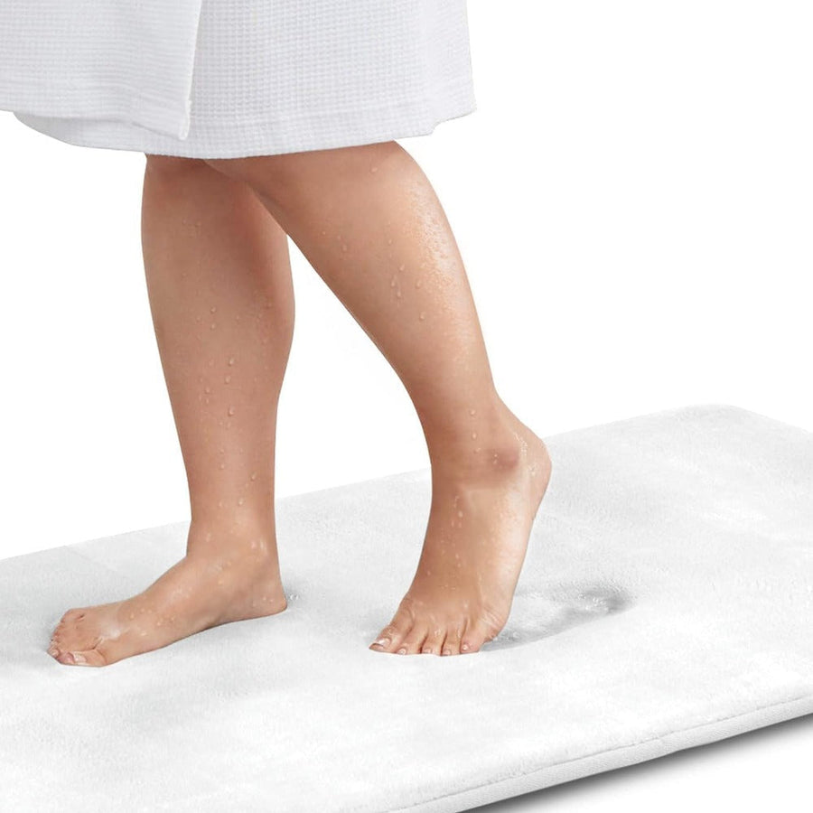 Bath mat folded to show its plush texture
