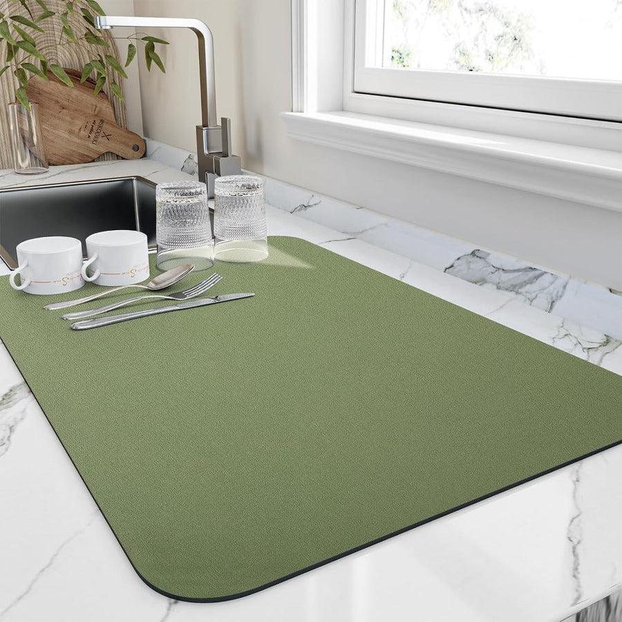 Kitchen dish mat placed near a sink