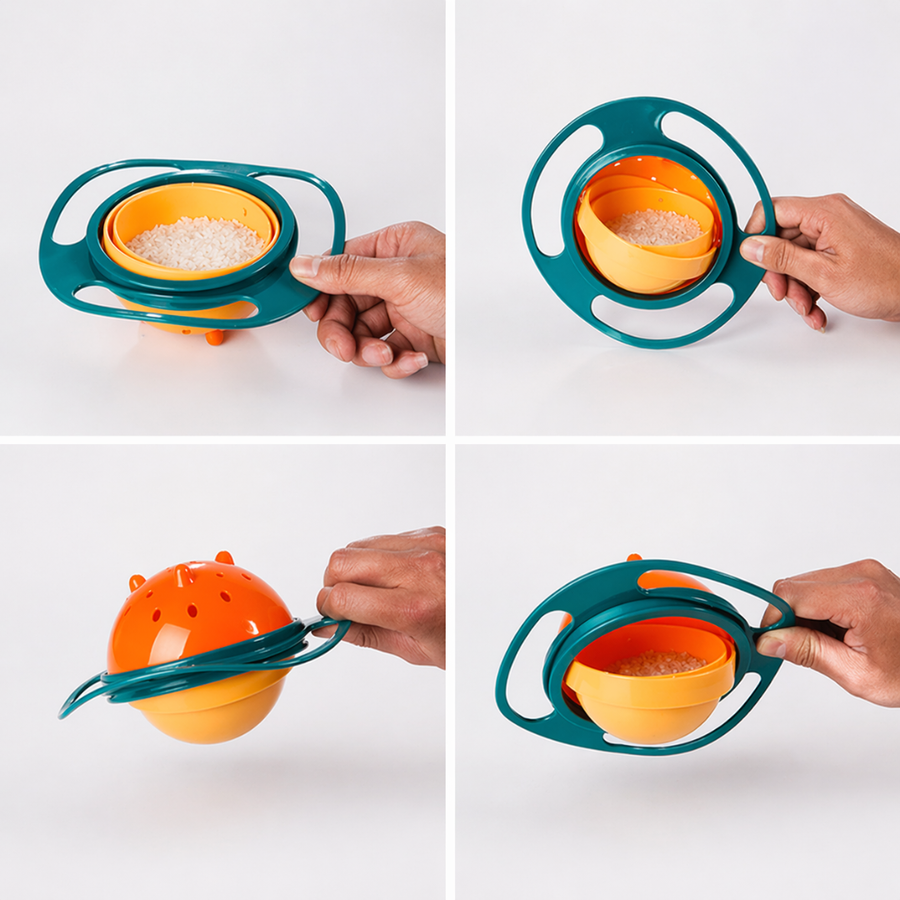 Close-up of the bowl showing its BPA-free material and handles.