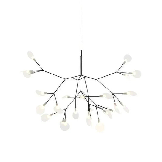 Mid-century style LED chandelier hanging from the ceiling