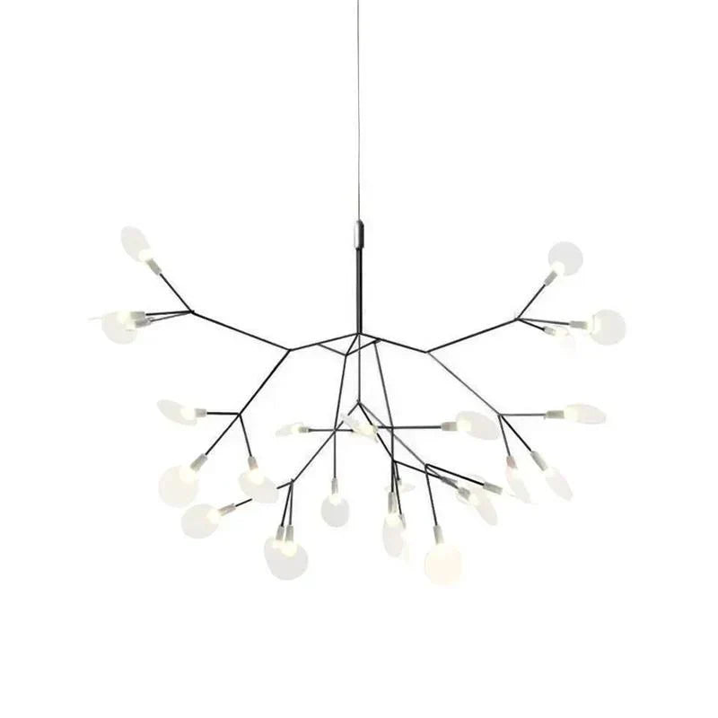 Mid-century style LED chandelier hanging from the ceiling