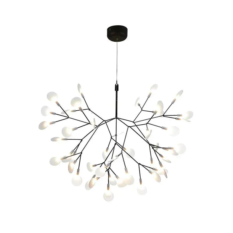 Close-up detail of the black chandelier finish