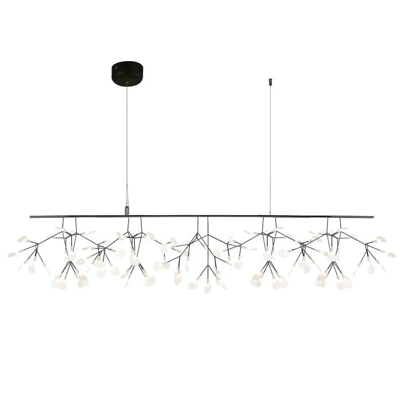 Chandelier installed above a dining table