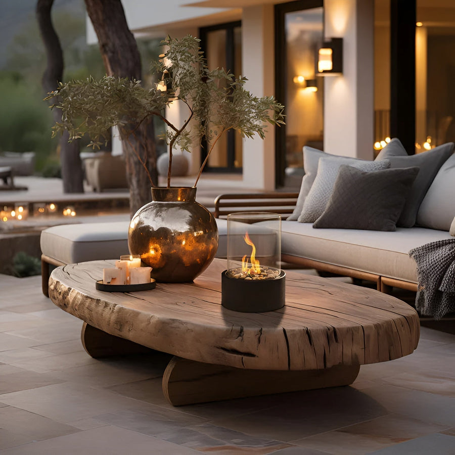 Side angle view of the smokeless tabletop fire pit