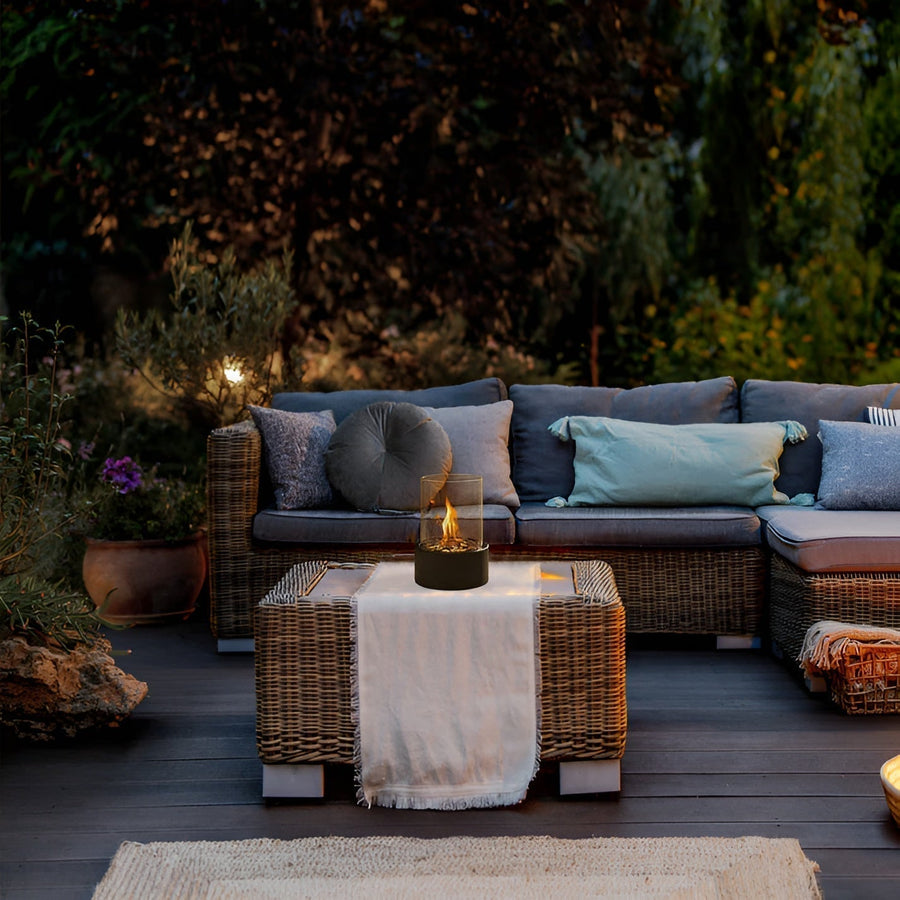 Top-down view of the round fire pit design