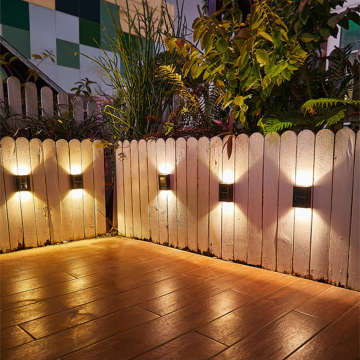 Close-up of the solar-powered LED wall light