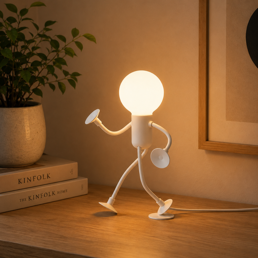 White LED figure lamp with bendable arms and legs