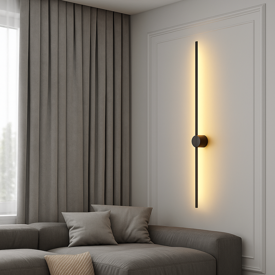 Wall lamp displayed in gold finish