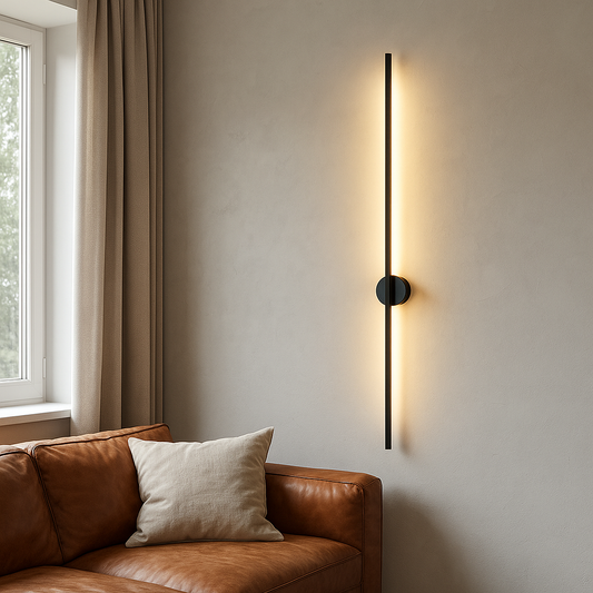 Front view of the modern linear LED wall lamp