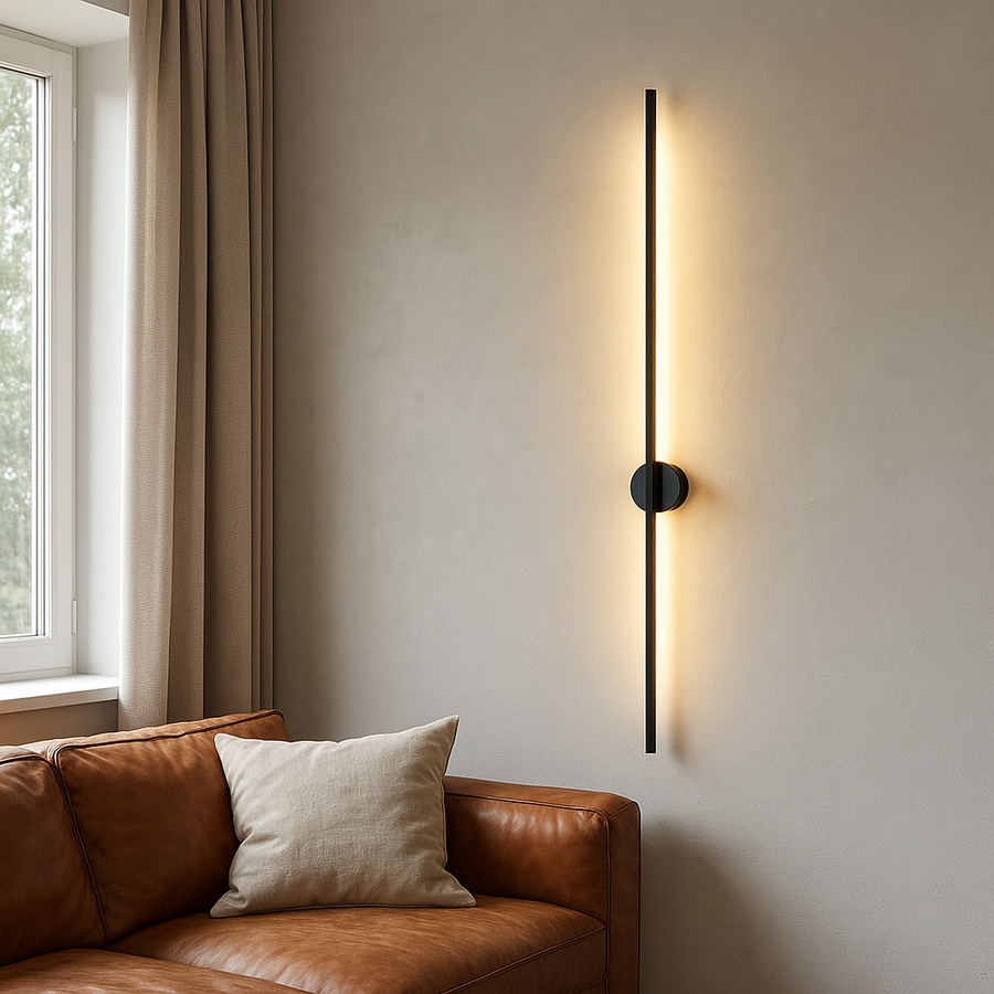 Front view of the modern linear LED wall lamp