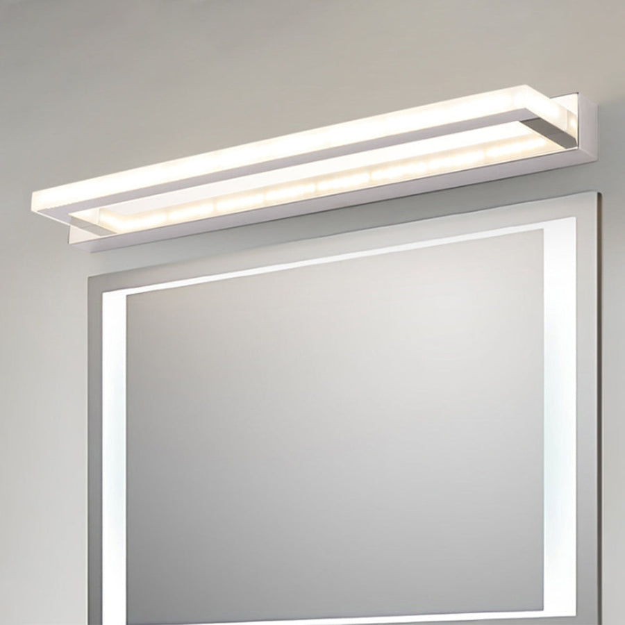 Close-up of the mirror front on the LED wall light