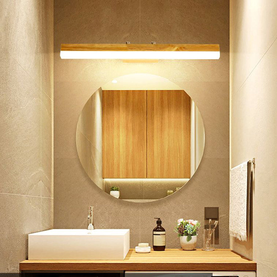 Close-up view of the minimalist linear LED wall sconce