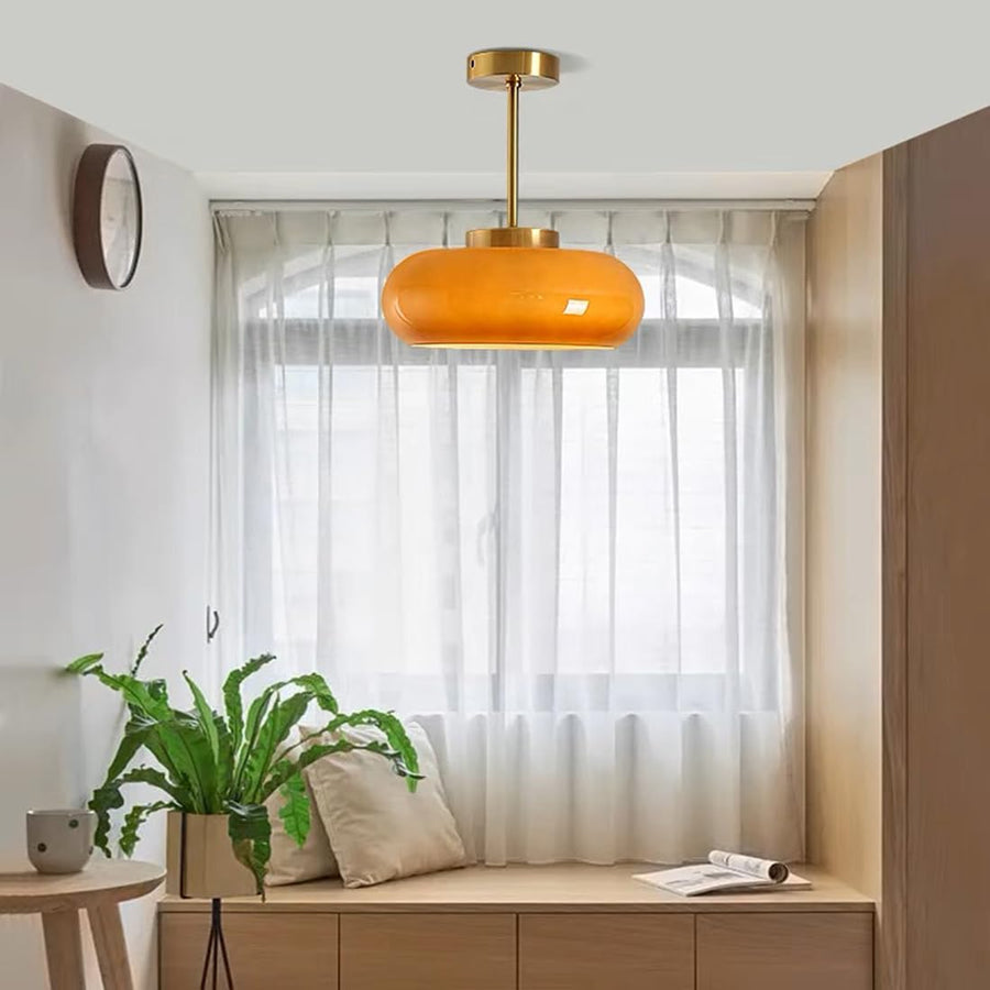 White glass version of the round ceiling light