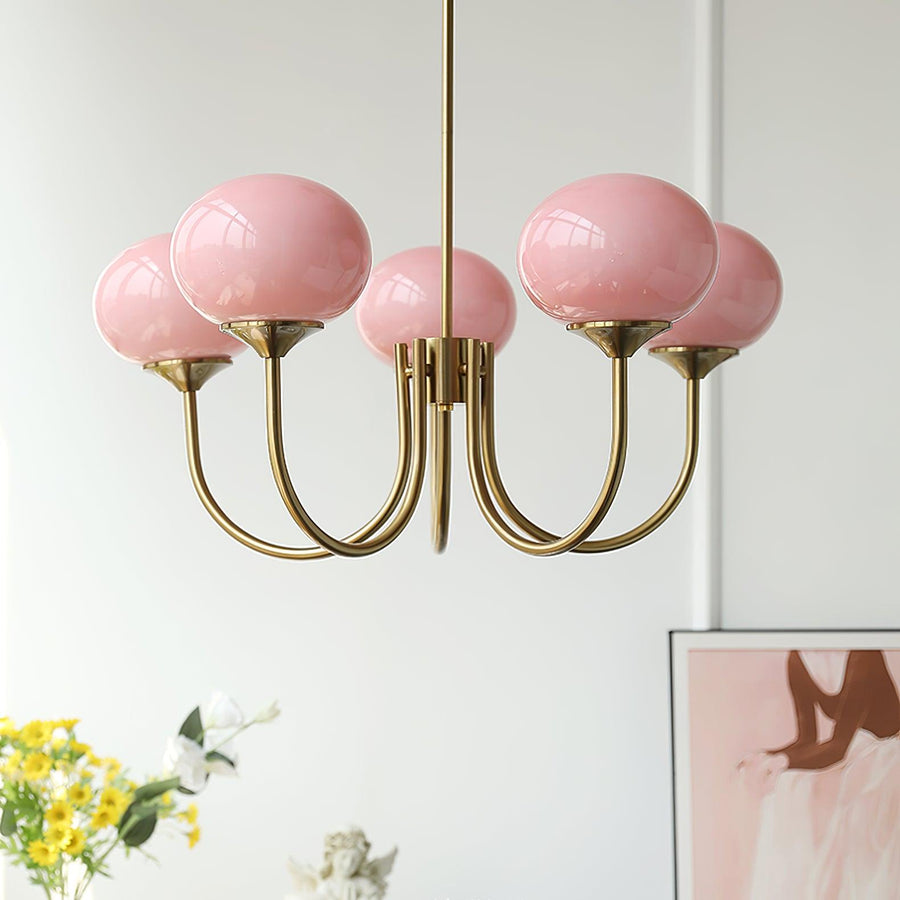 Overhead view of chandelier's multiple arms