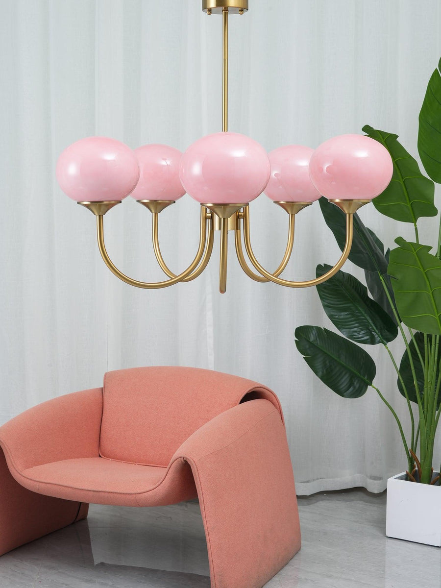 Chandelier styled in a modern hallway