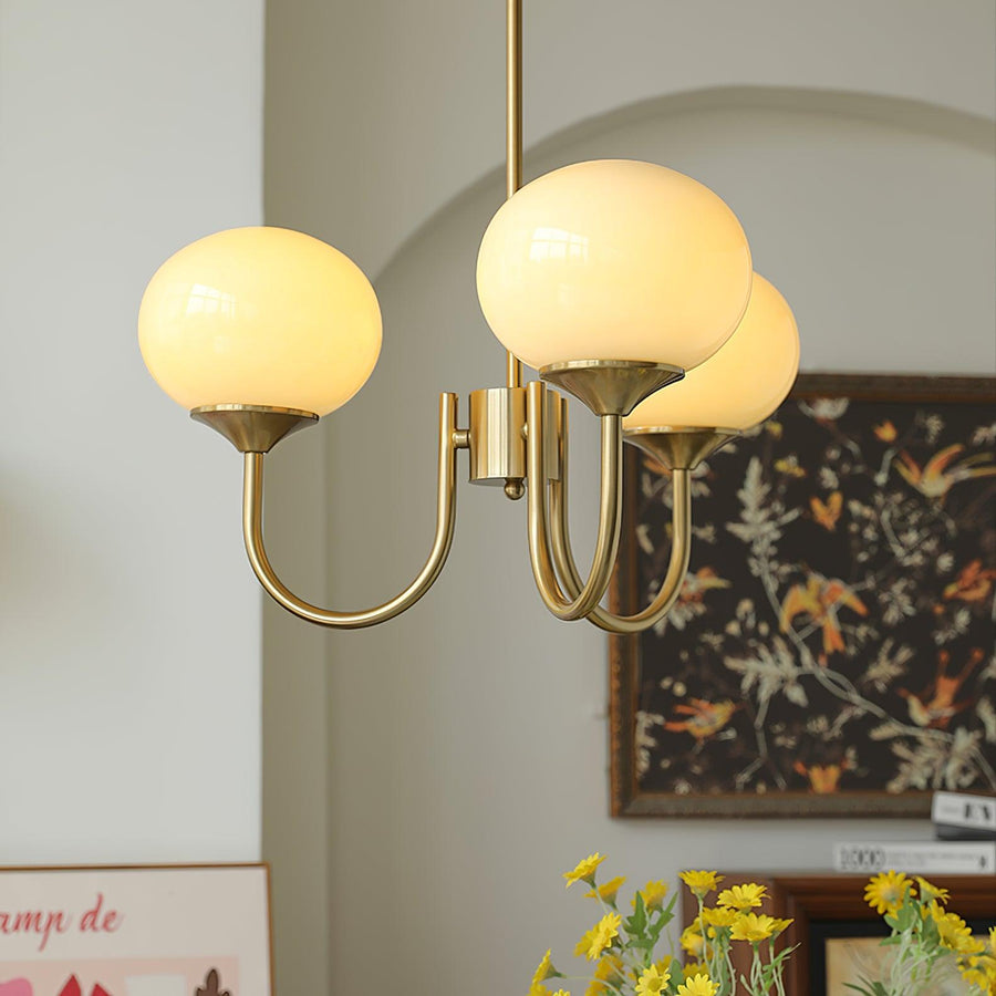 Full view of 5-head chandelier fixture