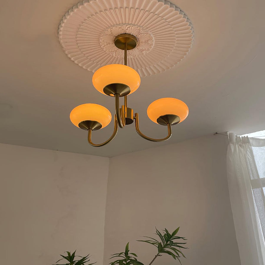 Chandelier hanging above a staircase landing