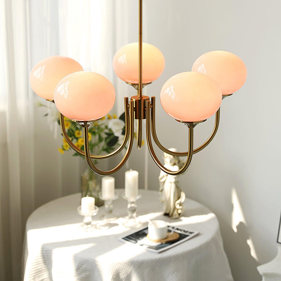Front view of 3-head industrial chandelier