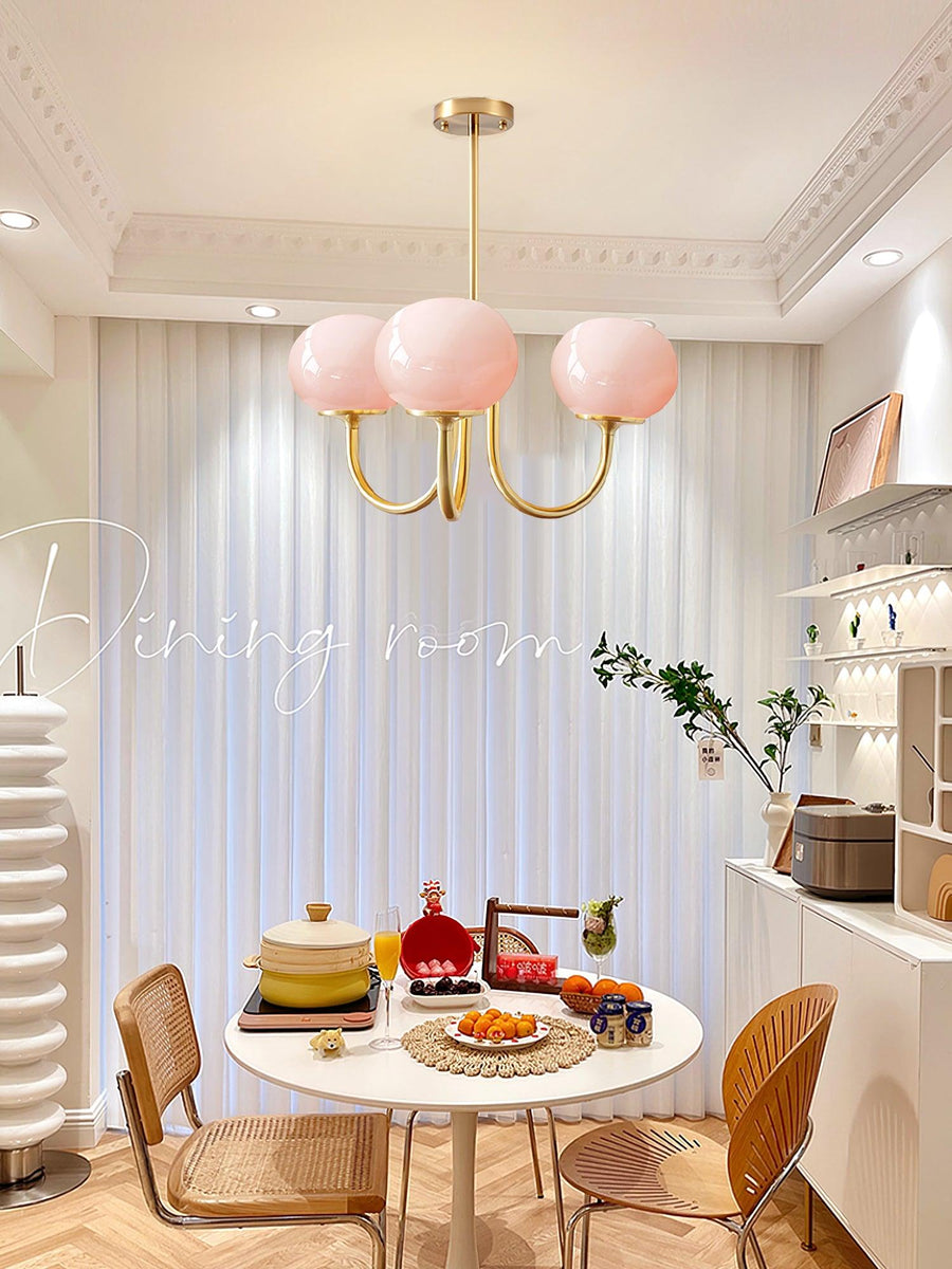 Chandelier hanging in a modern hallway entrance