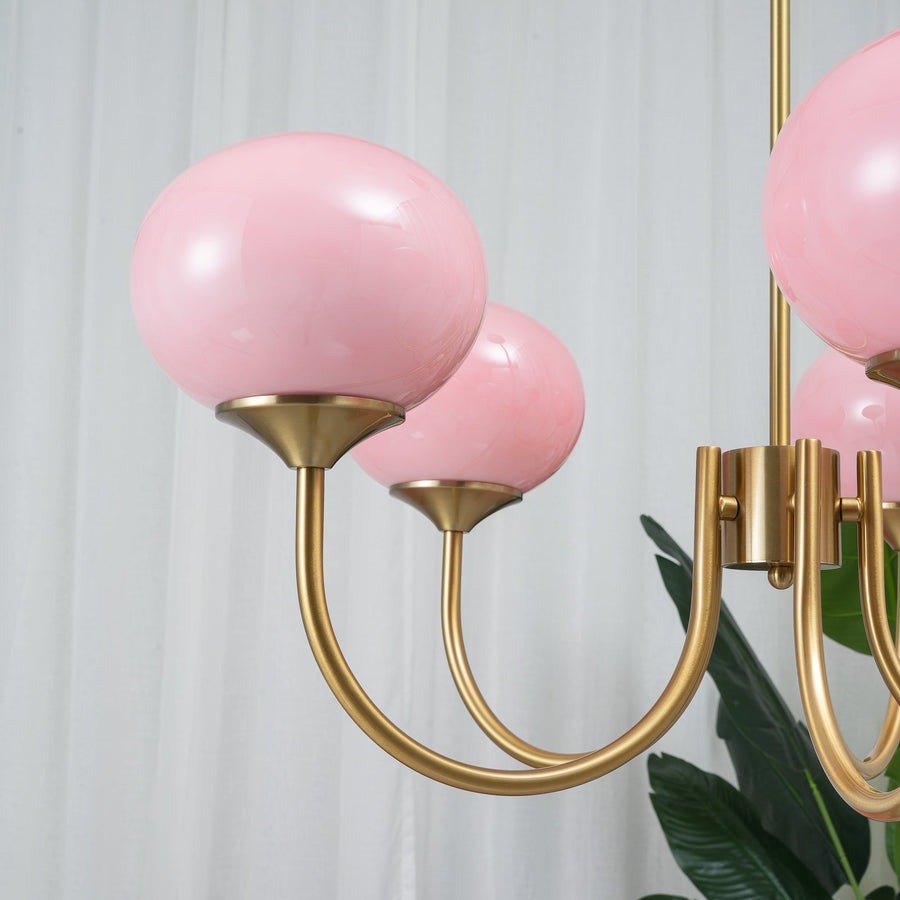 Side view of chandelier hanging low