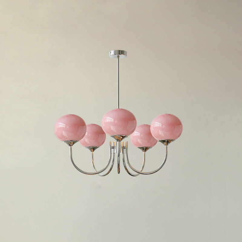 Chandelier hanging above a console table